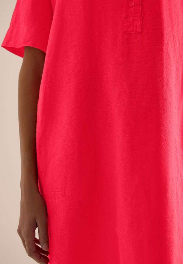 Linnen knielange jurk 17326 fresh red