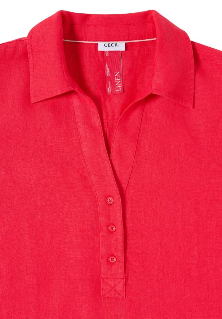 Linnen knielange jurk 17326 fresh red