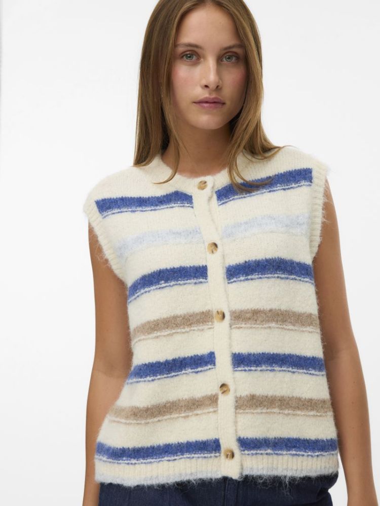 VMKIRA SL O-NECK STRIPE VEST B 222913001 Birch