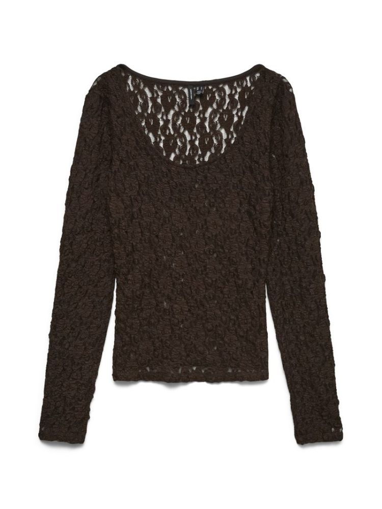 VMFLORA LS 2-WAY LACE TOP JRS 297957 Chocolat