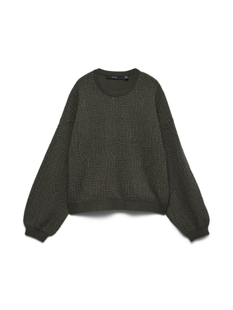 VMNANCY JAQUARD LS O-NECK PULL 186323 Forest N