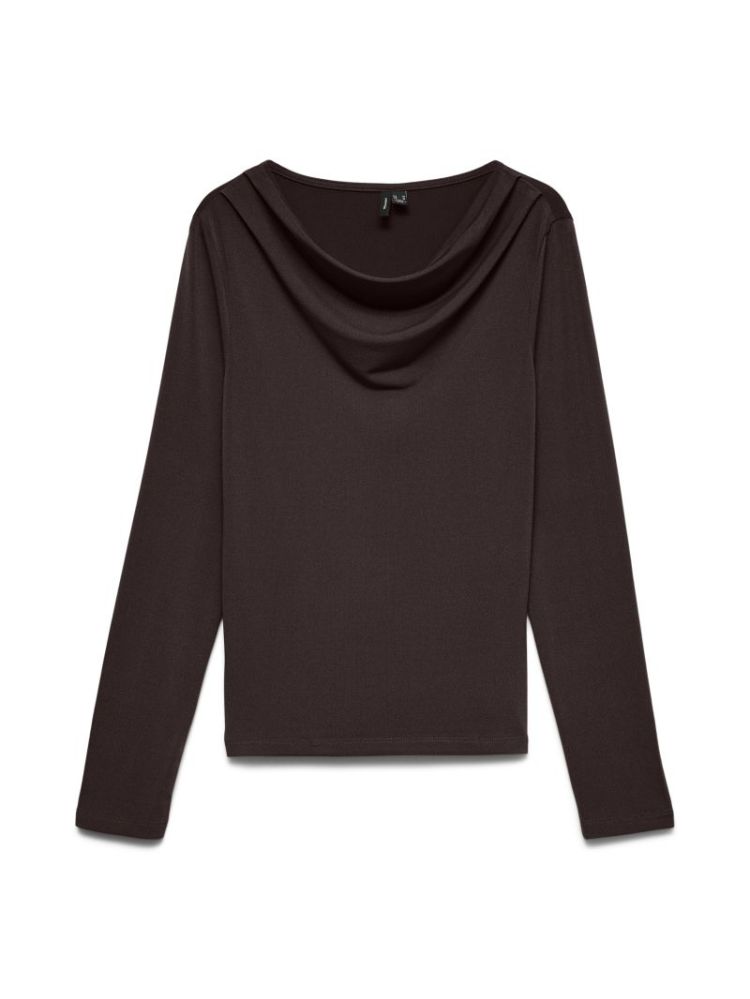 VMJILL LS WATERFALL TOP JRS 297957 Chocolat