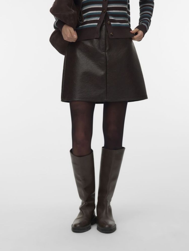 VMBRIDGET HW SHORT SKIRT JRS 297957 Chocolat