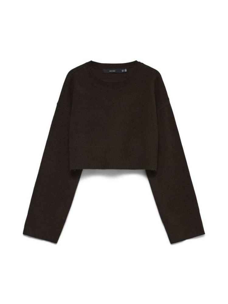 VMJACE LS O-NECK CROP PULLOVER 297957 Chocolat