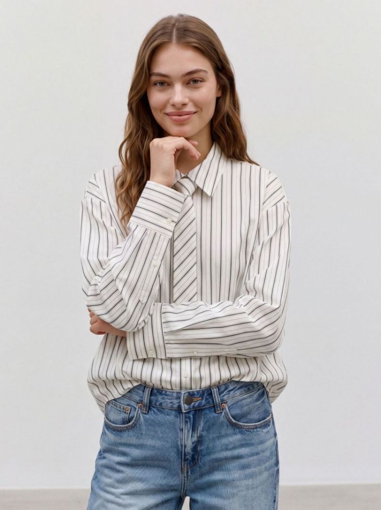 VMANYA LS LOOSE TIE SHIRT WVN 178857002 Cloud