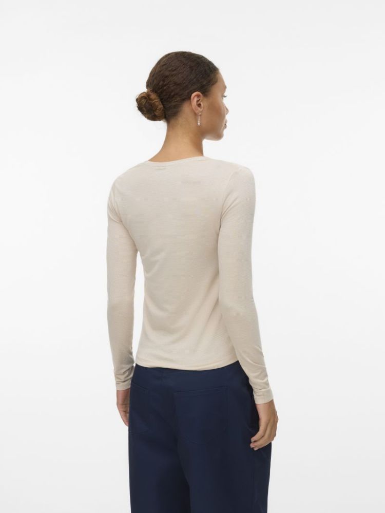 VMLAVA GLITTER LS V-NECK TOP S 175626002 Oatme