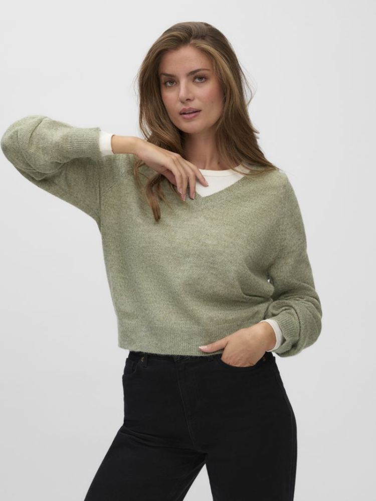 VMTEAK LS V-NECK PULLOVER BF 242175001 Oil G