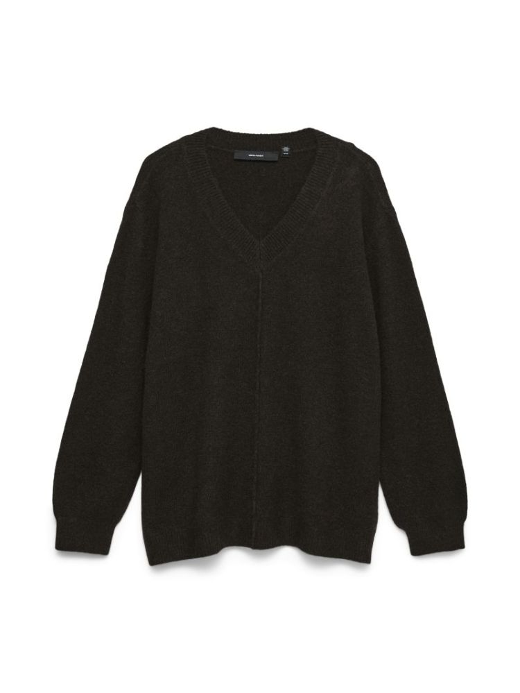 VMBESTI LS V-NECK LONG PULLOVE 297957001 Choco