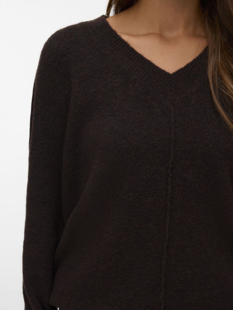 VMBESTI LS V-NECK LONG PULLOVE 297957001 Choco